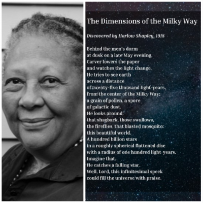 Collage of Marilyn Nelson and her poem, The Dimensions of the Milky Way.